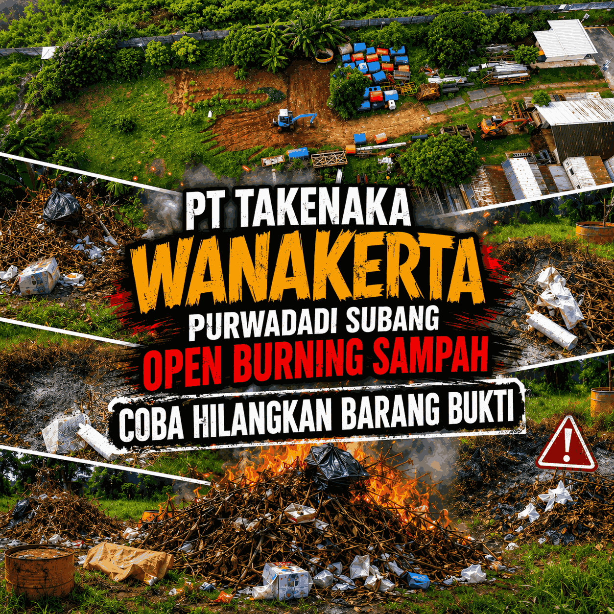 PT. Takenaka Diduga Hilangkan Jejak Pembakaran Sampah, Area Bekas Open Burning Dikeruk Alat Berat